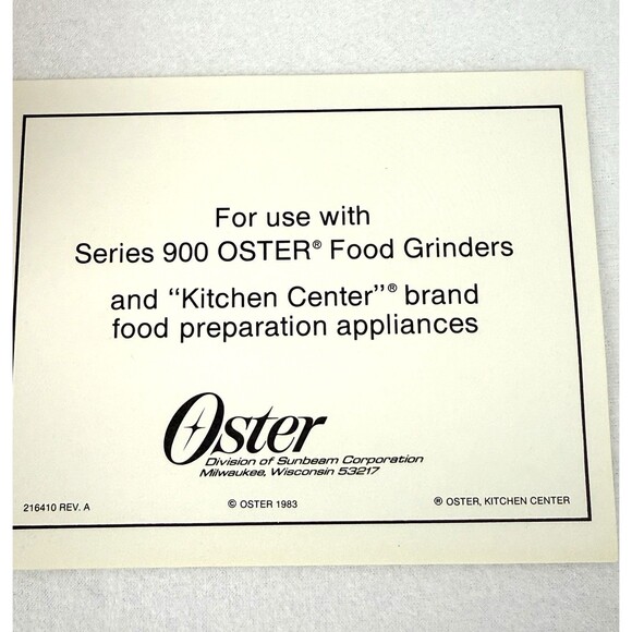 Vintage OSTER Kitchen Center Pasta Accessory Kit 939-65 Also Fits OSTER Grinder - Picture 5 of 11